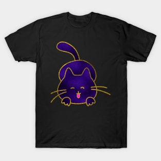 Cute Happy Purple Stained Glass Cat T-Shirt